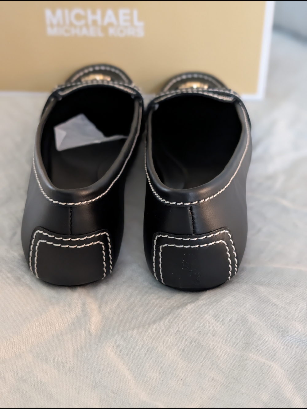 Michael Kors Black Nappa Leather MK Logo Driving Loafers Size 9 - Picture 4 of 5